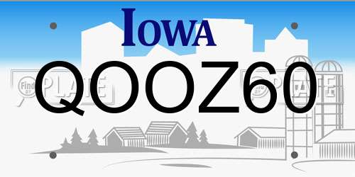 QOOZ60 Iowa License Plate