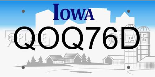 QOQ76D Iowa License Plate