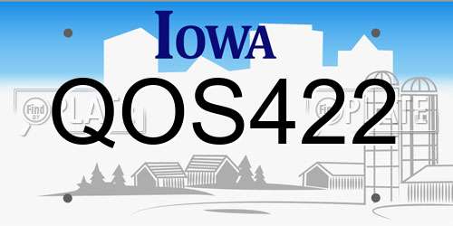 QOS422 Iowa License Plate