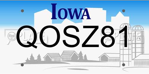 QOSZ81 Iowa License Plate