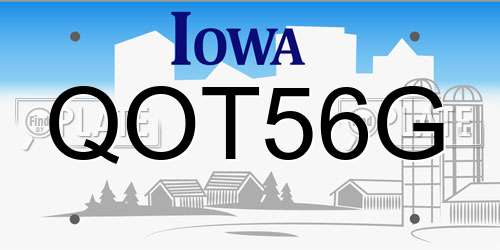 QOT56G Iowa License Plate