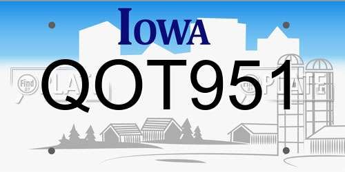 QOT951 Iowa License Plate