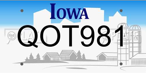 QOT981 Iowa License Plate