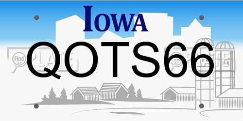 QOTS66 Iowa License Plate