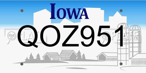 QOZ951 Iowa License Plate