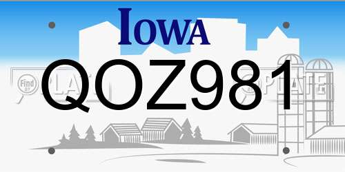 QOZ981 Iowa License Plate
