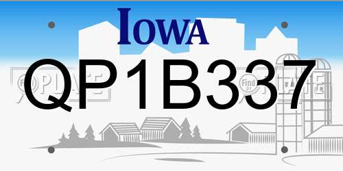 QP1B337 Iowa License Plate
