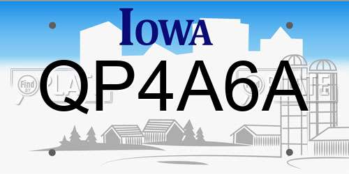QP4A6A Iowa License Plate