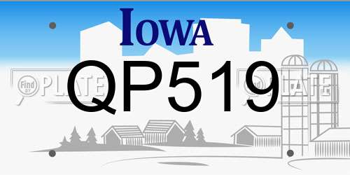 QP519 Iowa License Plate