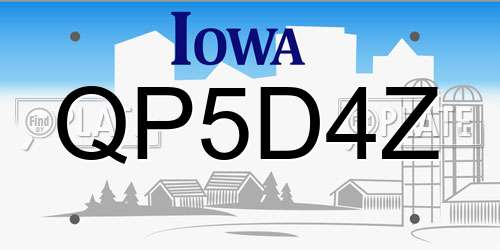 QP5D4Z Iowa License Plate