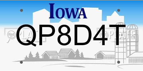 QP8D4T Iowa License Plate