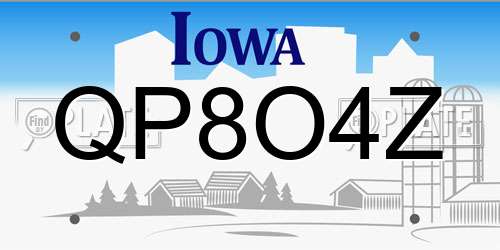 QP8O4Z Iowa License Plate