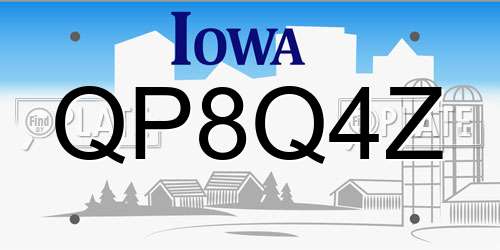 QP8Q4Z Iowa License Plate