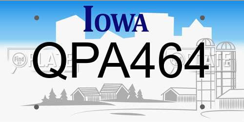QPA464 Iowa License Plate
