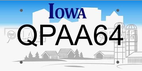 QPAA64 Iowa License Plate
