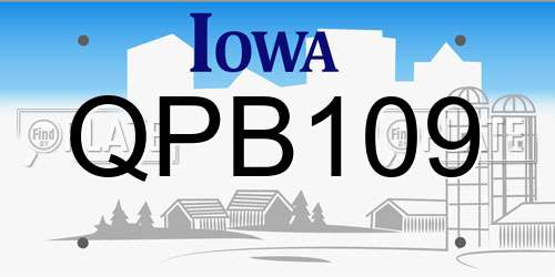 QPB109 Iowa License Plate