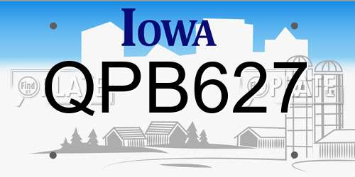 QPB627 Iowa License Plate