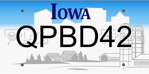 QPBD42 Iowa License Plate