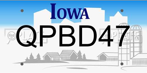 QPBD47 Iowa License Plate