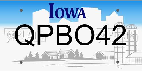 QPBO42 Iowa License Plate