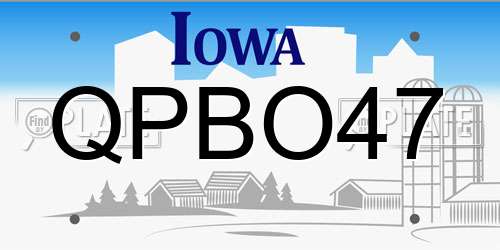 QPBO47 Iowa License Plate