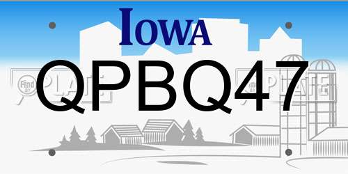 QPBQ47 Iowa License Plate