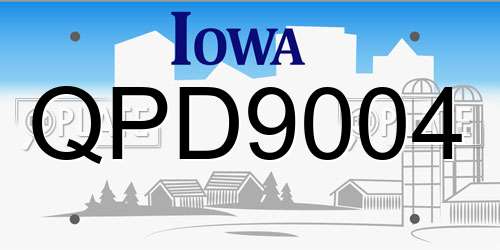 QPD9004 Iowa License Plate