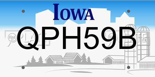 QPH59B Iowa License Plate