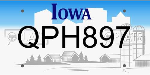 QPH897 Iowa License Plate