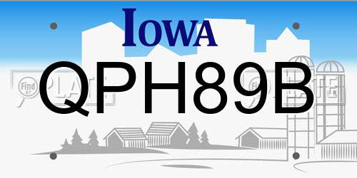 QPH89B Iowa License Plate