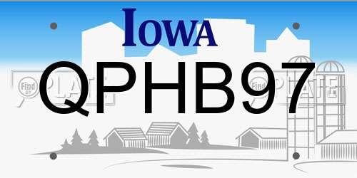 QPHB97 Iowa License Plate