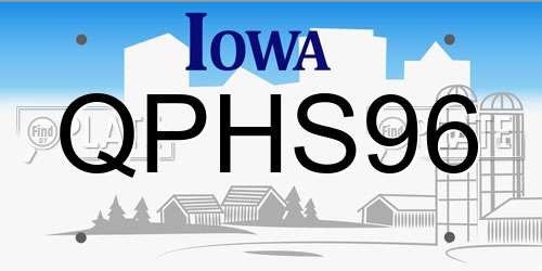 QPHS96 Iowa License Plate