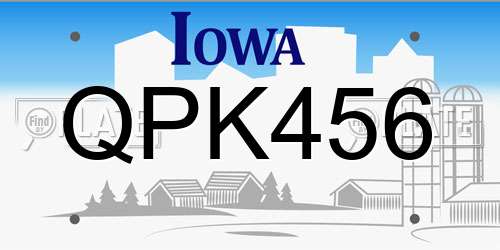 QPK456 Iowa License Plate