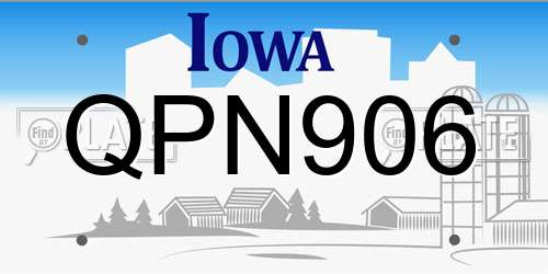 QPN906 Iowa License Plate