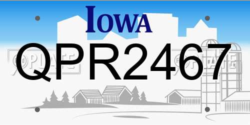 QPR2467 Iowa License Plate