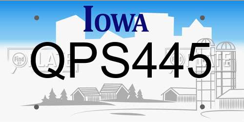 QPS445 Iowa License Plate