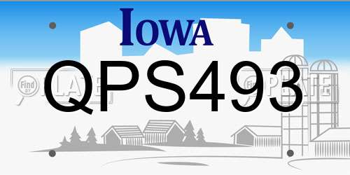 QPS493 Iowa License Plate