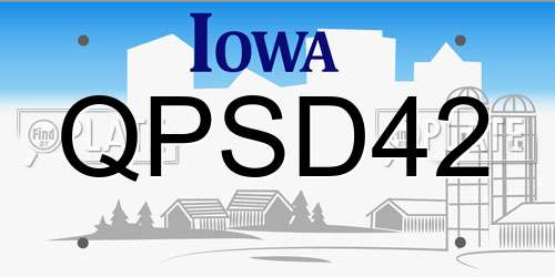 QPSD42 Iowa License Plate
