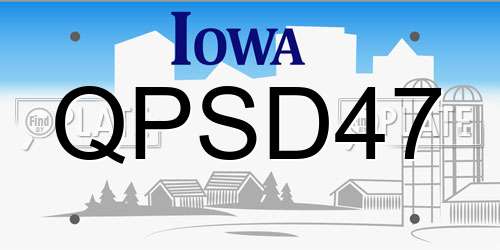 QPSD47 Iowa License Plate