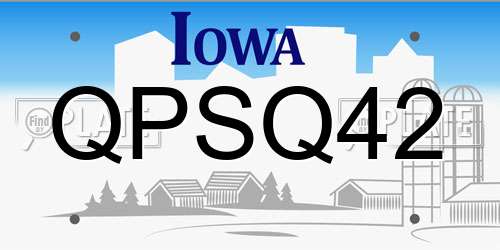 QPSQ42 Iowa License Plate