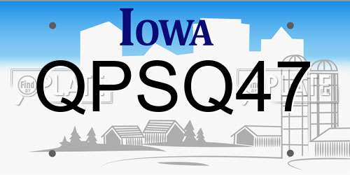 QPSQ47 Iowa License Plate