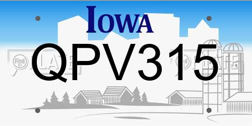 QPV315 Iowa License Plate
