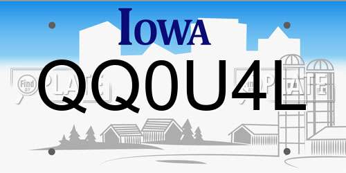 QQ0U4L Iowa License Plate