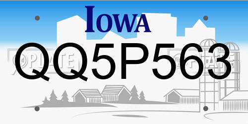 QQ5P563 Iowa License Plate