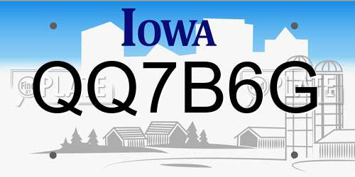 QQ7B6G Iowa License Plate
