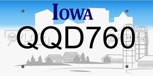 QQD760 Iowa License Plate