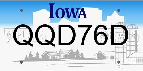 QQD76D Iowa License Plate