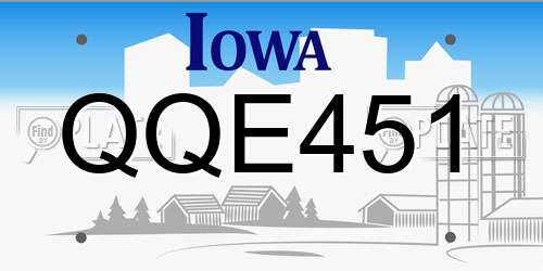 QQE451 Iowa License Plate