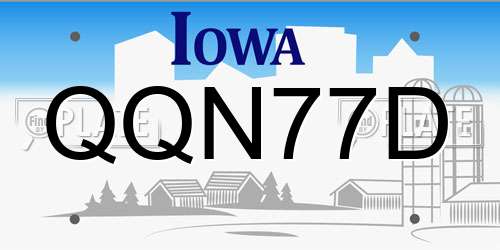 QQN77D Iowa License Plate