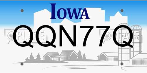 QQN77Q Iowa License Plate